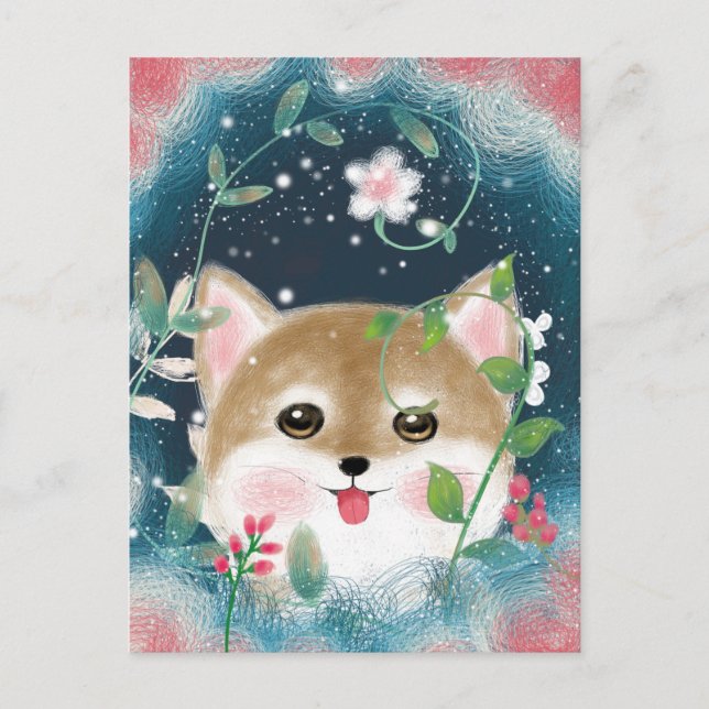 Carte postale de chiot Shiba Inu mignon (Devant)