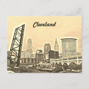 Carte postale de Cleveland, OH Sepia River View