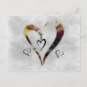 Carte postale de cœur à l'aquarelle abstraite