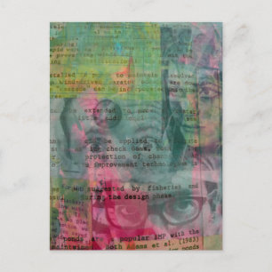 Carte postale de collage aléatoire de visages vint