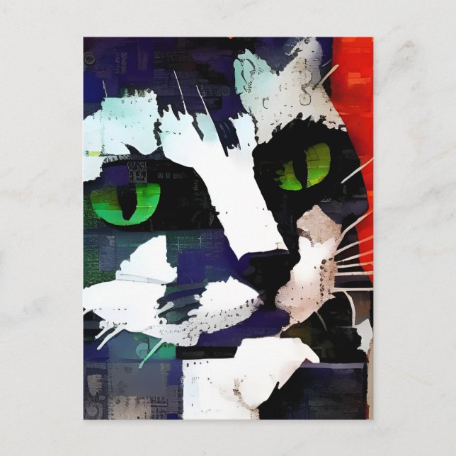Carte postale de collage de chat (Devant)