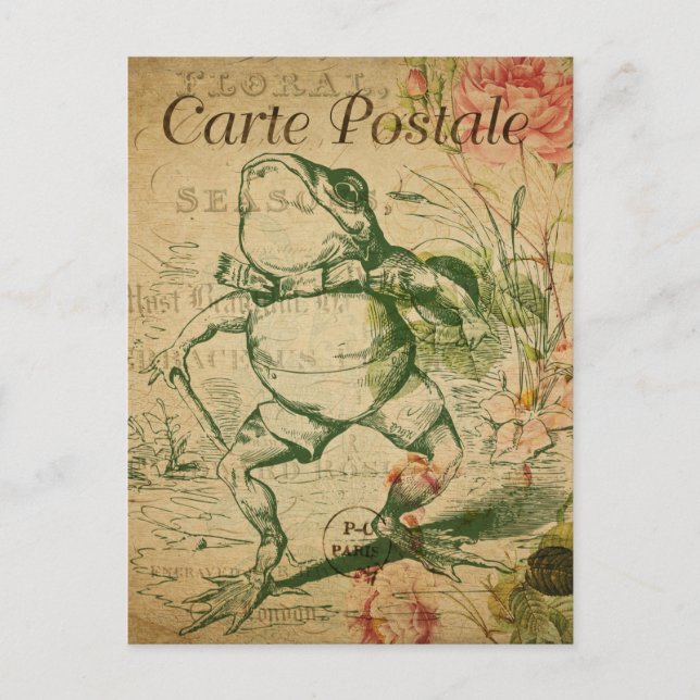 Carte postale de collage de grenouille vintage mod (Devant)