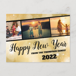 Carte postale de collage photo Bonne Année Paillet