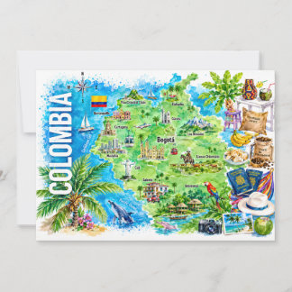 Carte postale de Colombie aquarelle de voyage