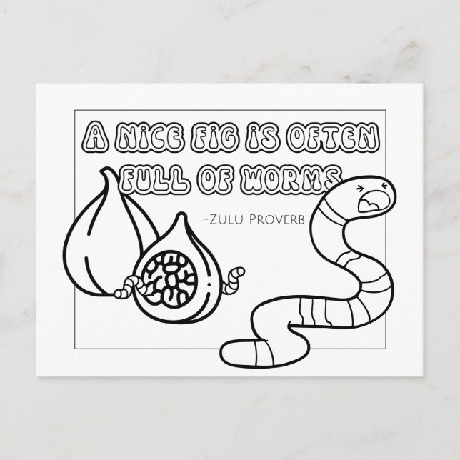 Carte postale de coloriage de proverbe zoulou (Devant)