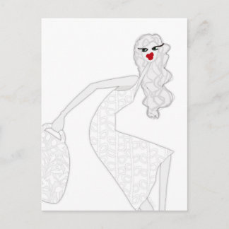 Carte postale de coloriage fille heureuse dansant 