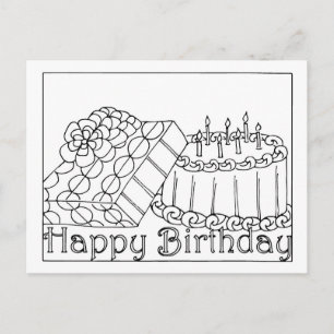Carte postale de coloriage Joyeux Anniversaire