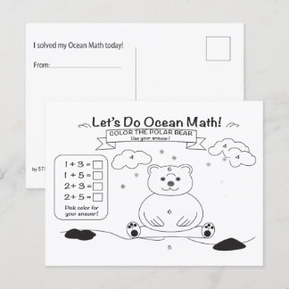 Carte postale de coloriage mathématique océanique
