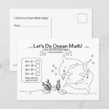 Carte postale de coloriage mathématique sur l'océa