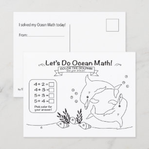 Carte postale de coloriage mathématique sur l'océa