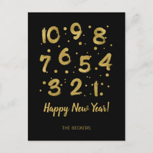 Carte postale de compte à rebours Nouvel An en feu
