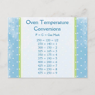 Carte postale de conversion de température du four