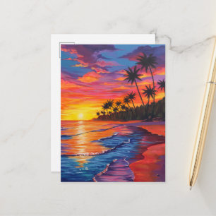 Carte postale de coucher de soleil tropical