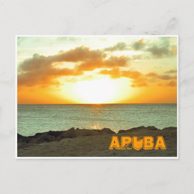 Carte postale de coucher du soleil d'Aruba (Devant)