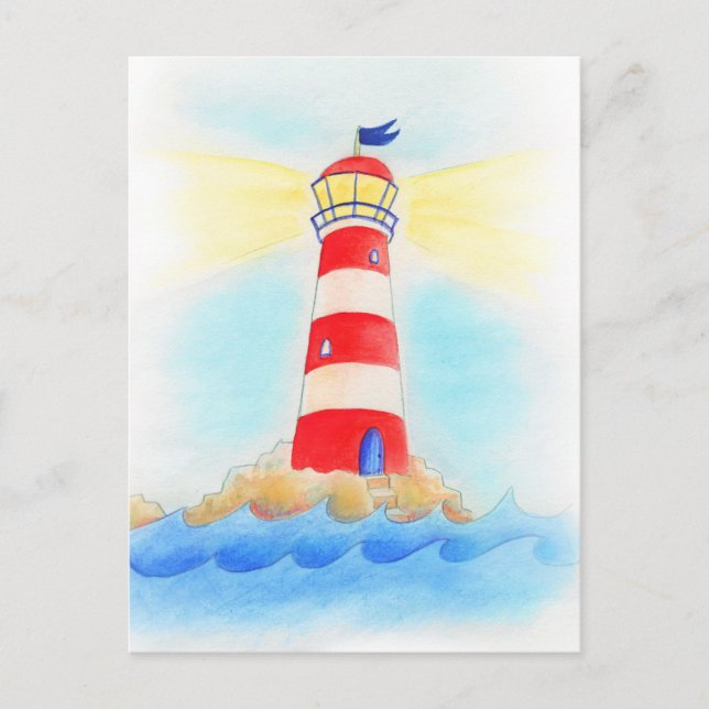 Carte postale de couleur blanche du phare (Devant)