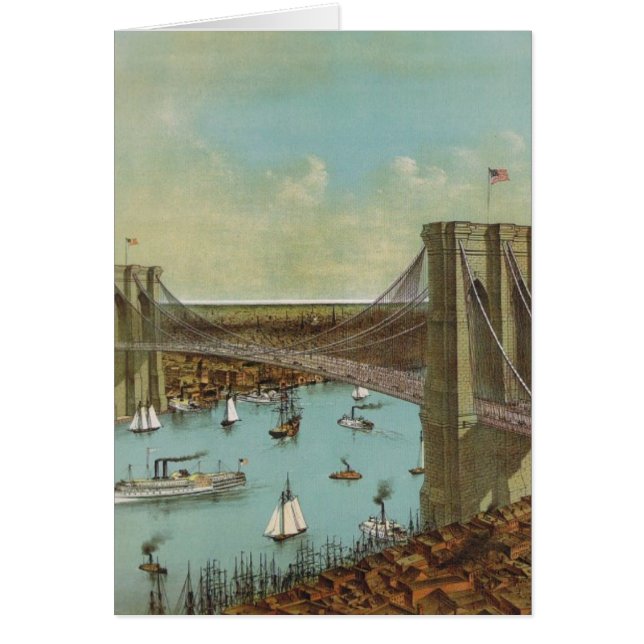 Carte postale de couleur de pont de Brooklyn (Devant)
