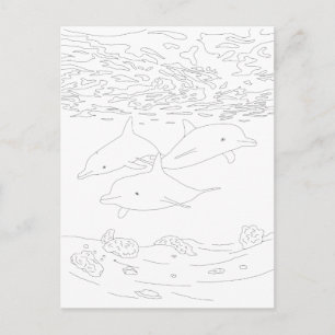 Carte postale de couleur pour adultes Dolphin Pod