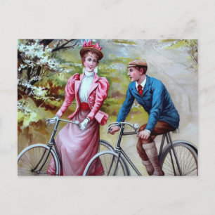 Carte postale de couple à vélo