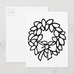 Carte postale de couronne avec noeud à colorier