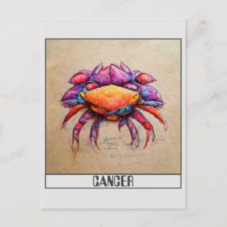 Carte postale de crayon de cancer art doodle color