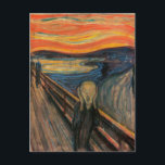 Carte postale de cri<br><div class="desc">Le cri de la carte postale Edvard Munch

 The Scream est le titre de peintures et d'estampes expressionnistes d'une série de l'artiste norvégien Edvard Munch,  montrant une figure agonisée contre un ciel rouge sang.</div>