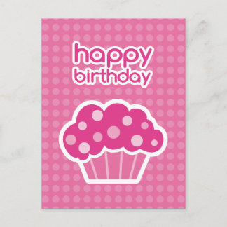 Carte postale de cupcake rose d'anniversaire heure