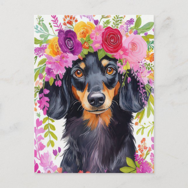 Carte postale de dachshund à l'aquarelle  (Devant)