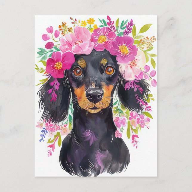 Carte postale de dachshund aquarelle  (Devant)