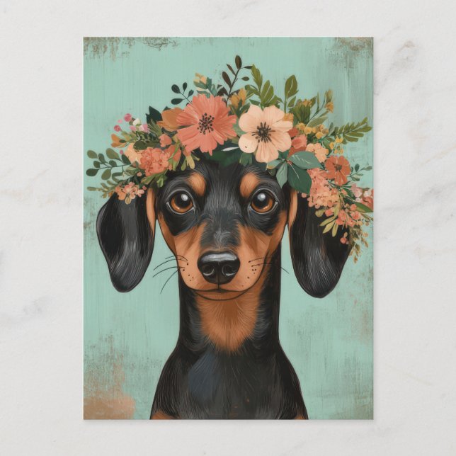 Carte postale de dachshund aquarelle  (Devant)