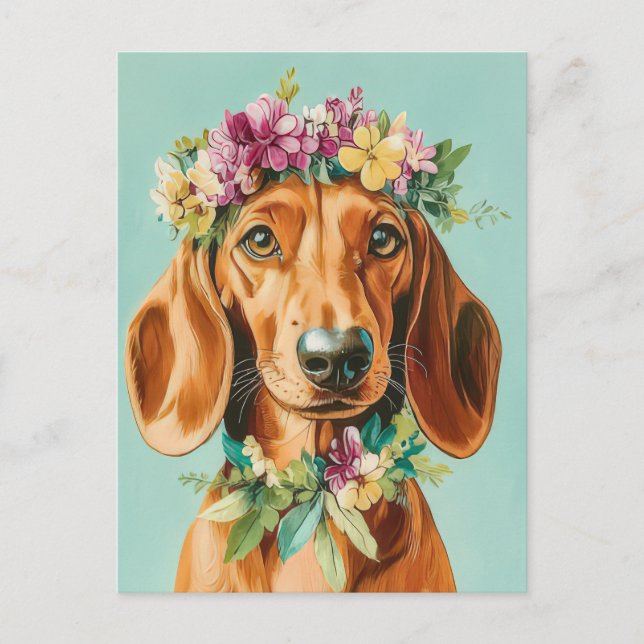 Carte postale de dachshund aquarelle  (Devant)
