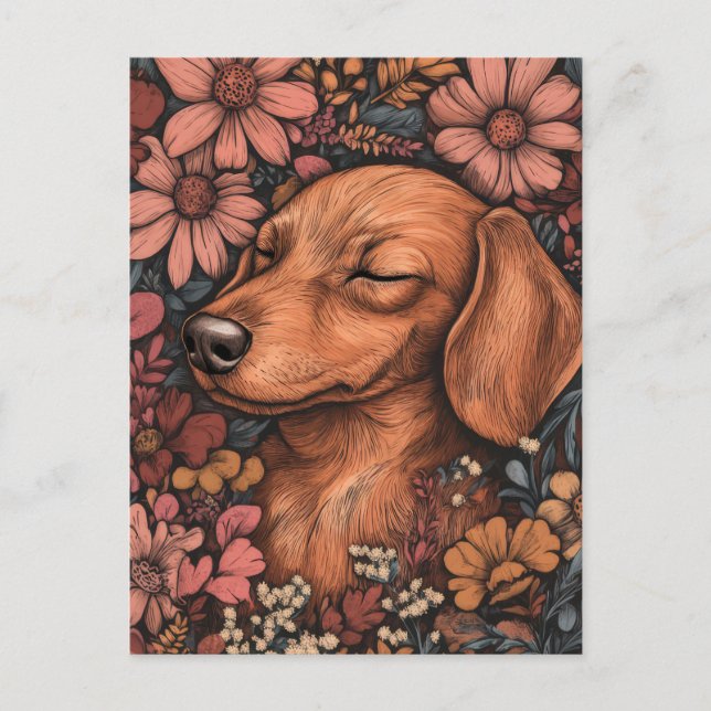Carte postale de dachshund aquarelle  (Devant)