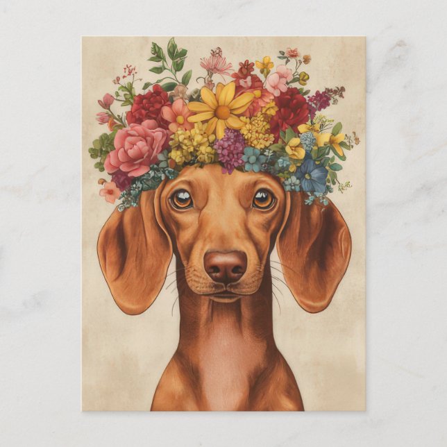 Carte postale de dachshund aquarelle  (Devant)