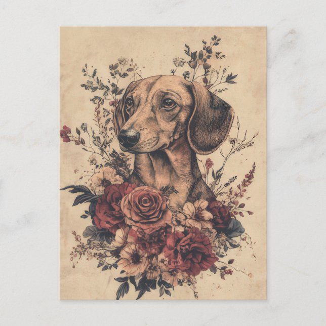 Carte postale de dachshund aquarelle  (Devant)