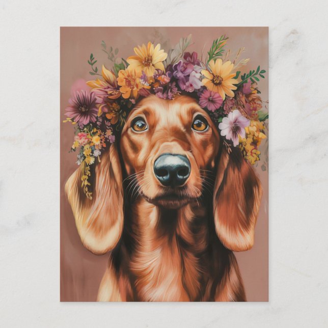 Carte postale de dachshund aquarelle  (Devant)