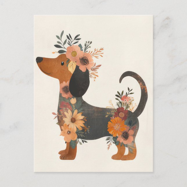 Carte postale de dachshund aquarelle  (Devant)