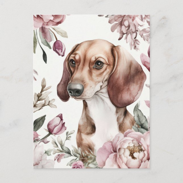 Carte postale de dachshund aquarelle  (Devant)