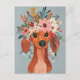Carte postale de dachshund aquarelle