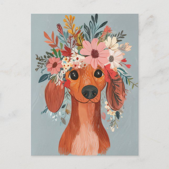 Carte postale de dachshund aquarelle  (Devant)