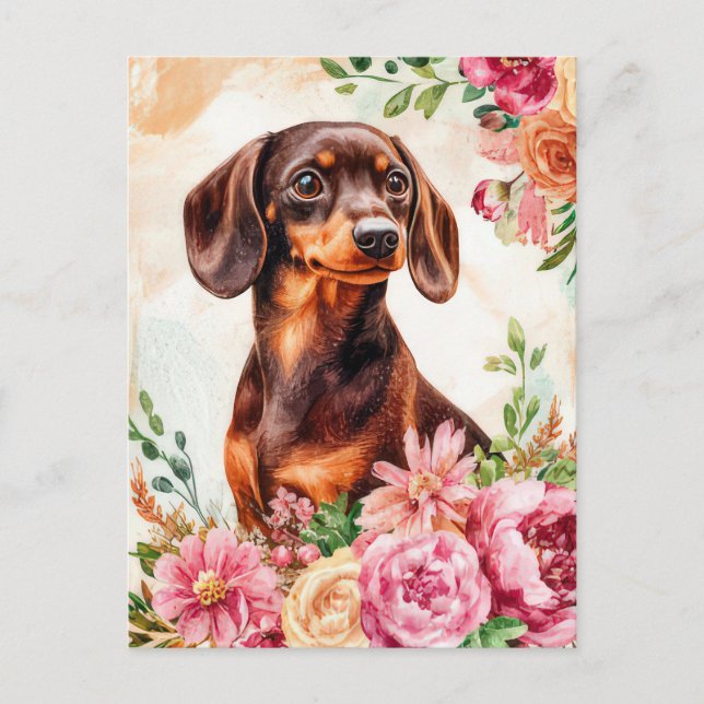 Carte postale de dachshund aquarelle  (Devant)
