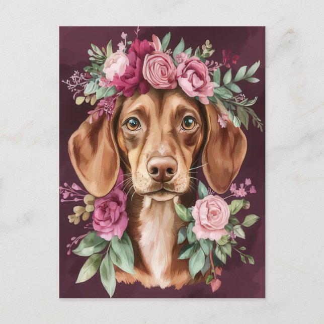 Carte postale de dachshund aquarelle  (Devant)