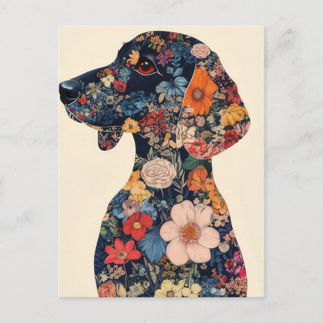 Carte postale de dachshund aquarelle  (Devant)