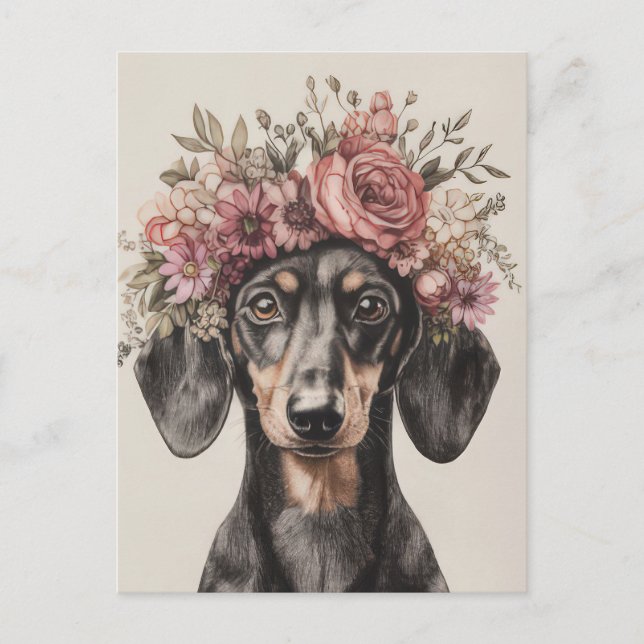 Carte postale de dachshund aquarelle  (Devant)