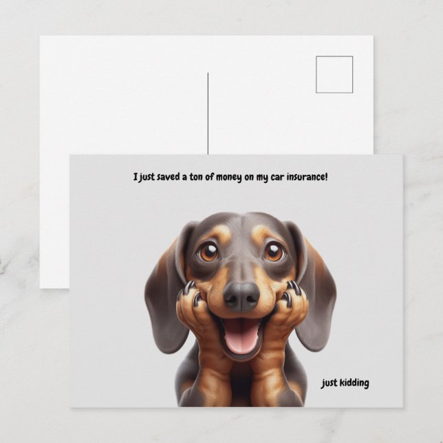 Carte postale de Dachshund riant (Devant / Derrière)