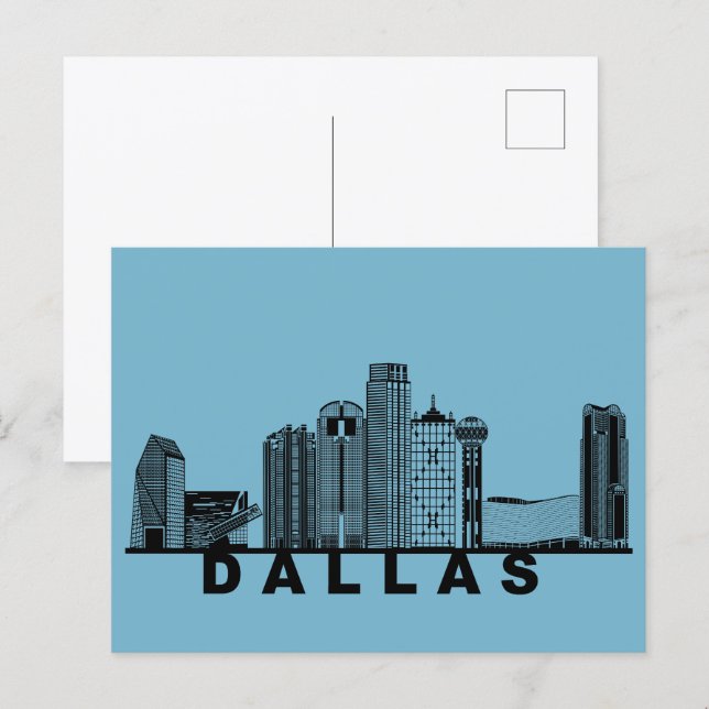 Carte postale de Dallas – Silhouette de l'horizon  (Devant / Derrière)