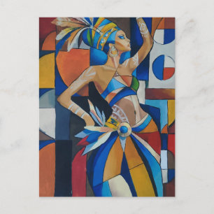 Carte postale de danseuse de carnaval cubiste