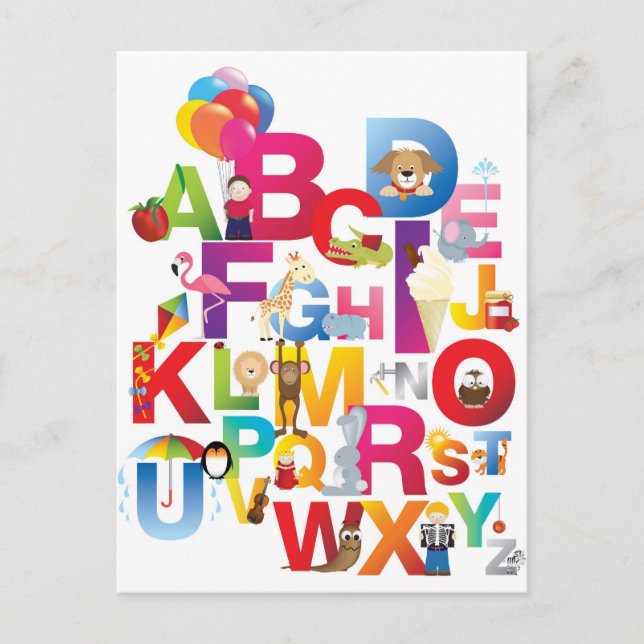 carte postale de dessin animé alphabet (Devant)