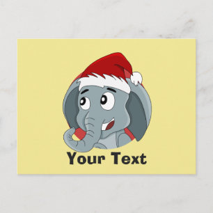 Carte postale de dessin animé d'éléphant de Noël