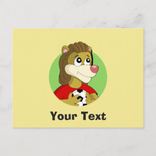 Carte postale de dessin animé d'un lion tenant un 