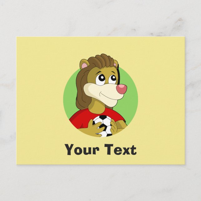 Carte postale de dessin animé d'un lion tenant un  (Devant)