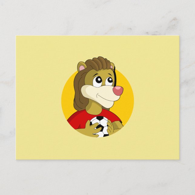 Carte postale de dessin animé d'un lion tenant un  (Devant)